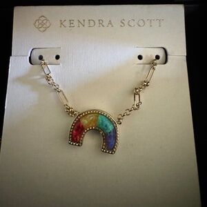 KENDRA SCOTT Rainbow Gold Pendant Necklace in Primary Mix In Opal NWT